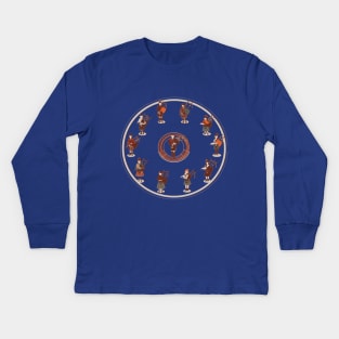 Eleven Pipers Piping, 12 Days of Christmas, Piping a Festive Melody Kids Long Sleeve T-Shirt